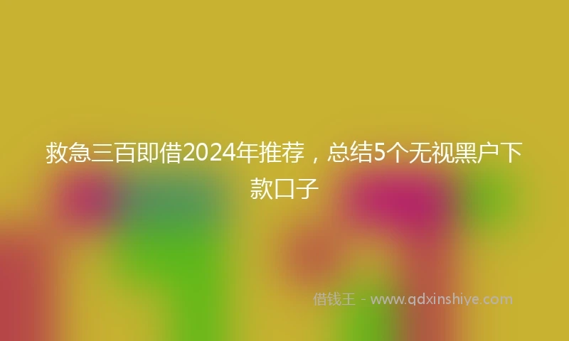 救急三百即借2024年推荐，总结5个无视黑户下款口子