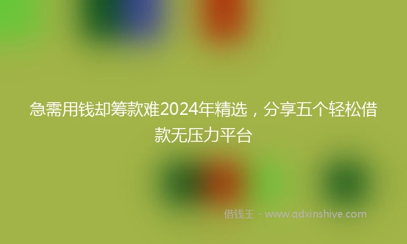 急需用钱却筹款难2024年精选，分享五个轻松借款无压力平台
