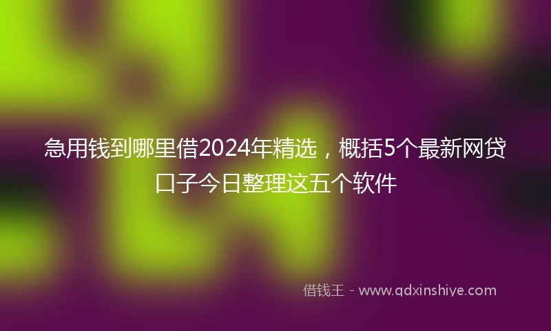 急用钱到哪里借2024年精选，概括5个最新网贷口子今日整理这五个软件