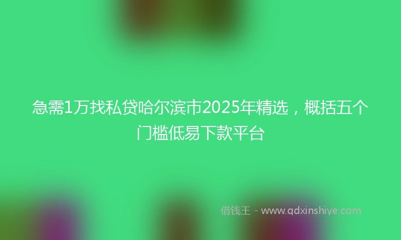 急需1万找私贷哈尔滨市2025年精选，概括五个门槛低易下款平台