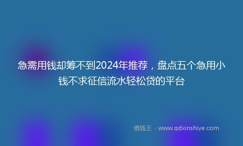 急需用钱却筹不到2024年推荐，盘点五个急用小钱不求征信流水轻松贷的平台