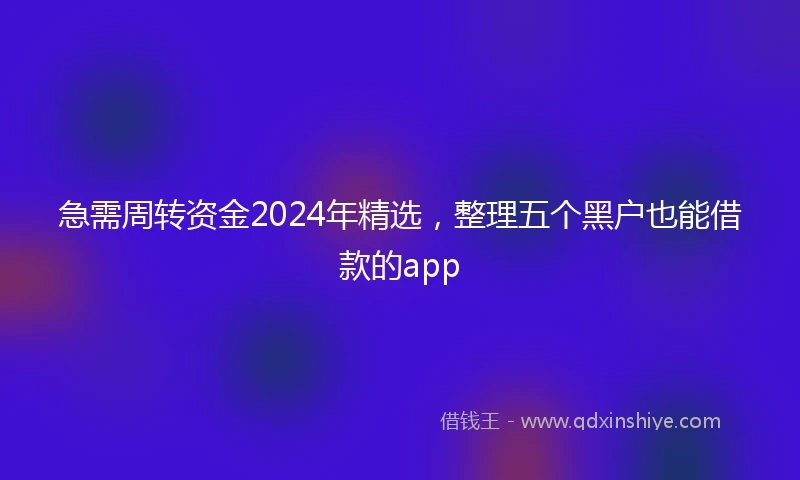 急需周转资金2024年精选，整理五个黑户也能借款的app
