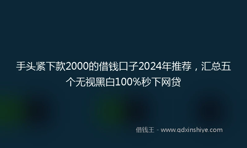 手头紧下款2000的借钱口子2024年推荐,汇总五个无视黑白100%秒下网贷