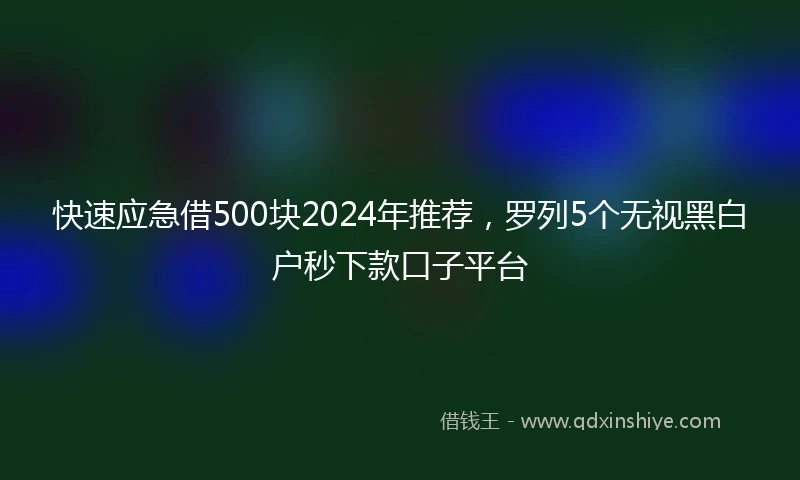 快速应急借500块2024年推荐，罗列5个无视黑白户秒下款口子平台