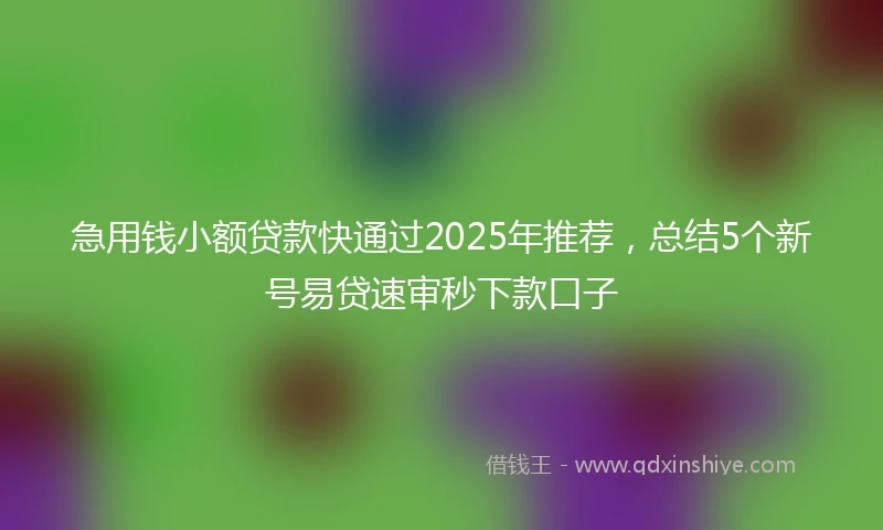 急用钱小额贷款快通过2025年推荐，总结5个新号易贷速审秒下款口子