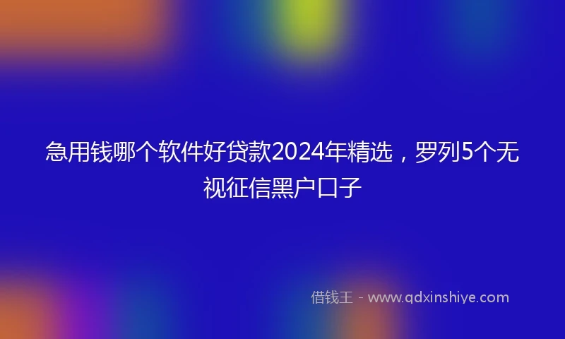 急用钱哪个软件好贷款2024年精选，罗列5个无视征信黑户口子