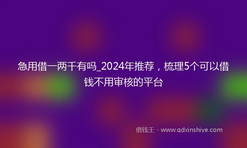 急用借一两千有吗_2024年推荐，梳理5个可以借钱不用审核的平台