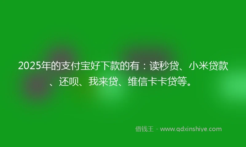 2025年的支付宝好下款的有：读秒贷、小米贷款、还呗、我来贷、维信卡卡贷等。