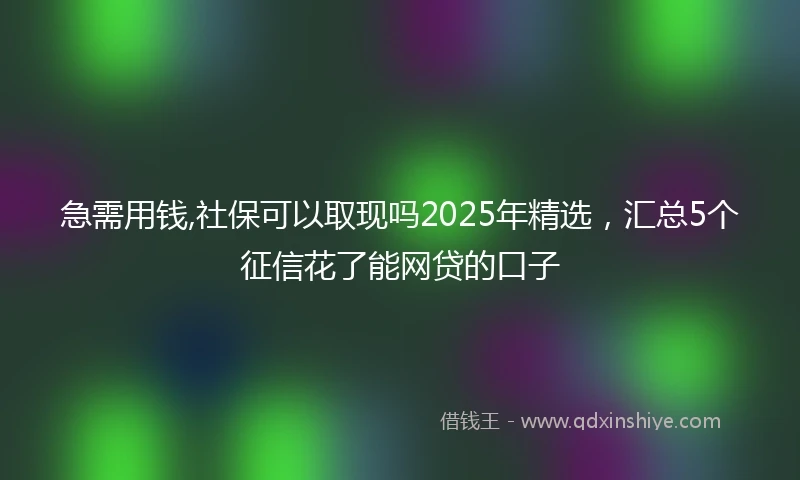 急需用钱,社保可以取现吗2025年精选，汇总5个征信花了能网贷的口子
