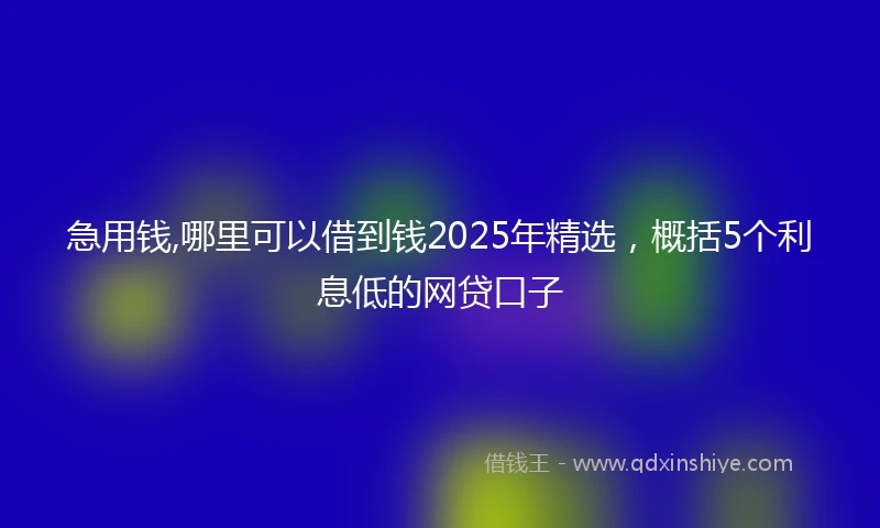 急用钱,哪里可以借到钱2025年精选，概括5个利息低的网贷口子