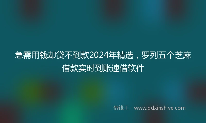 急需用钱却贷不到款2024年精选，罗列五个芝麻借款实时到账速借软件