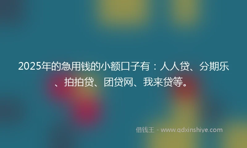 2025年的急用钱的小额口子有：人人贷、分期乐、拍拍贷、团贷网、我来贷等。