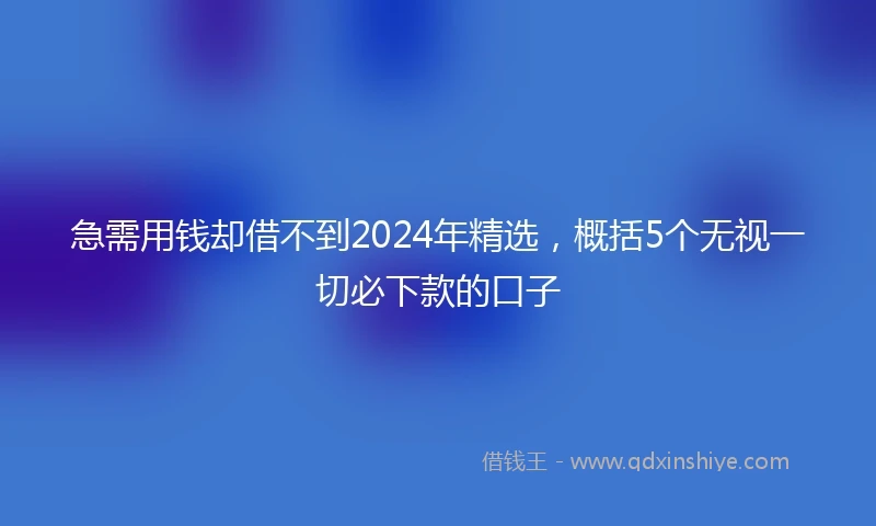 急需用钱却借不到2024年精选，概括5个无视一切必下款的口子