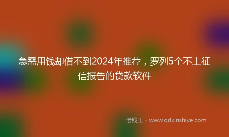 急需用钱却借不到2024年推荐，罗列5个不上征信报告的贷款软件