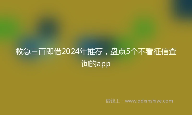 救急三百即借2024年推荐，盘点5个不看征信查询的app