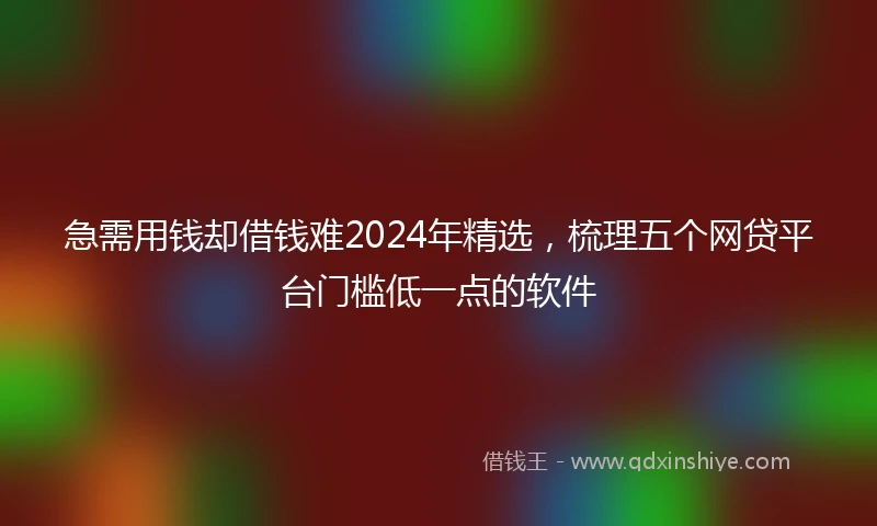 急需用钱却借钱难2024年精选，梳理五个网贷平台门槛低一点的软件