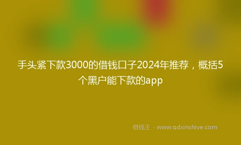 手头紧下款3000的借钱口子2024年推荐,概括5个黑户能下款的app