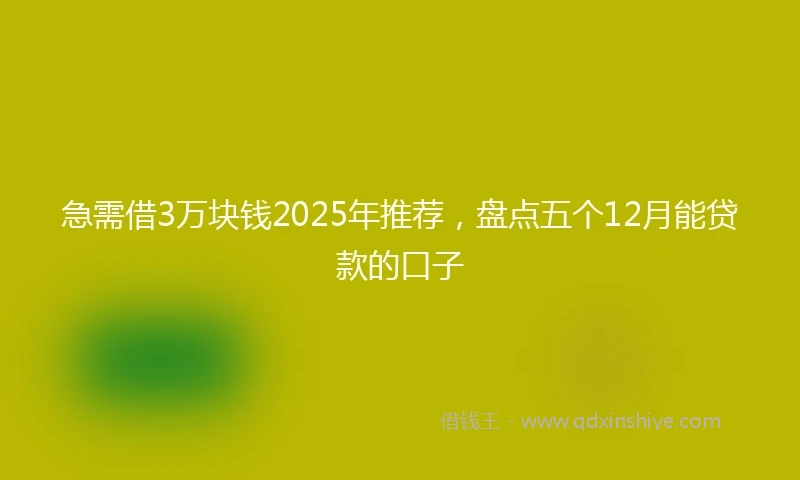 急需借3万块钱2025年推荐，盘点五个12月能贷款的口子