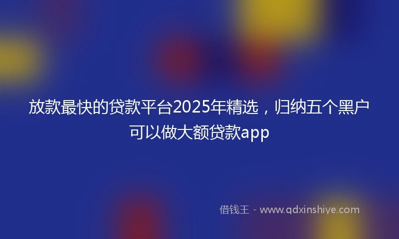 放款最快的贷款平台2025年精选，归纳五个黑户可以做大额贷款app