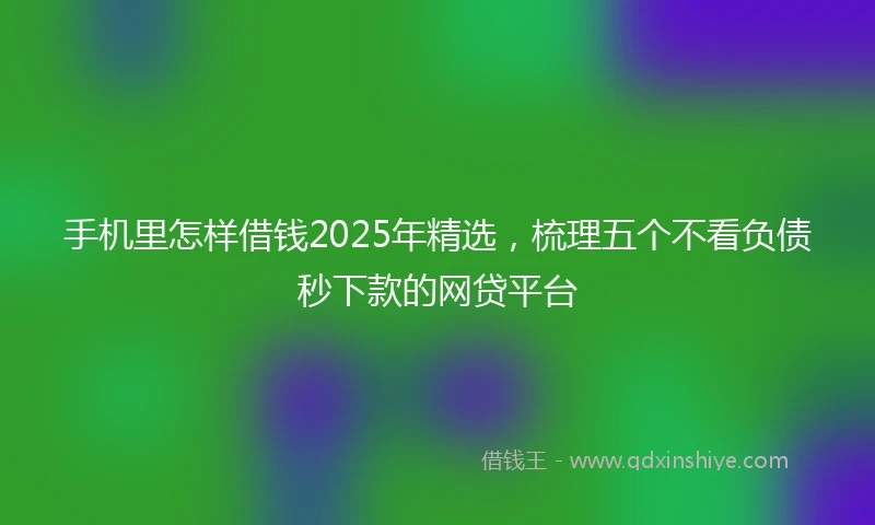 手机里怎样借钱2025年精选，梳理五个不看负债秒下款的网贷平台