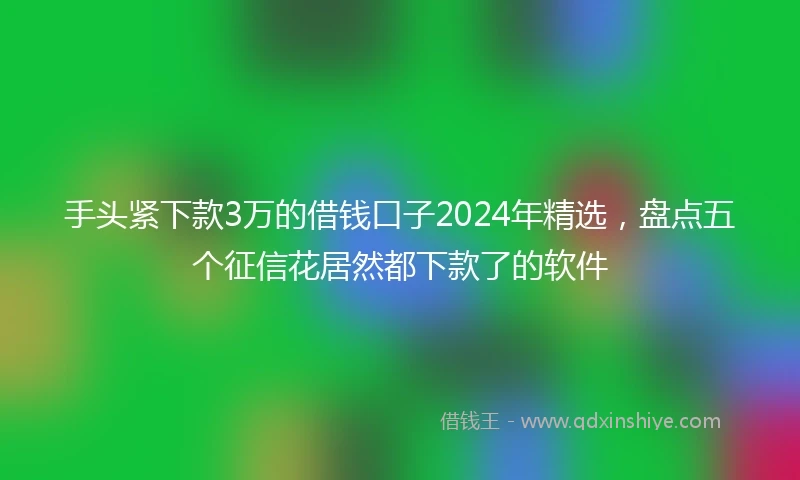 手头紧下款3万的借钱口子2024年精选，盘点五个征信花居然都下款了的软件