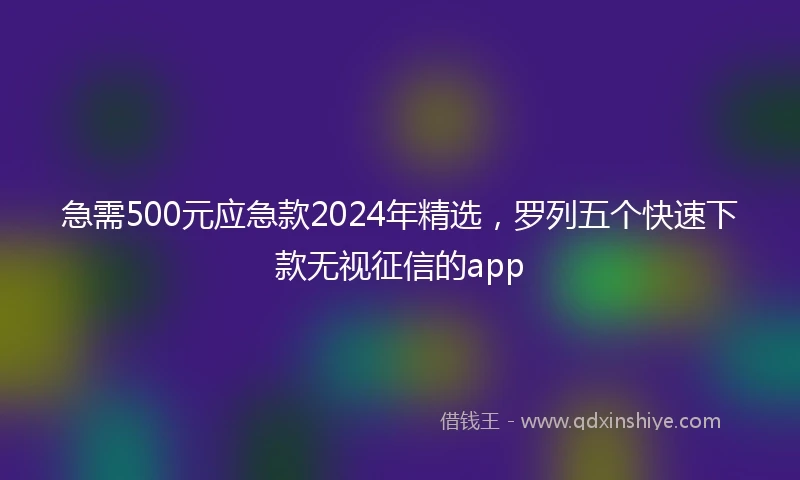急需500元应急款2024年精选，罗列五个快速下款无视征信的app