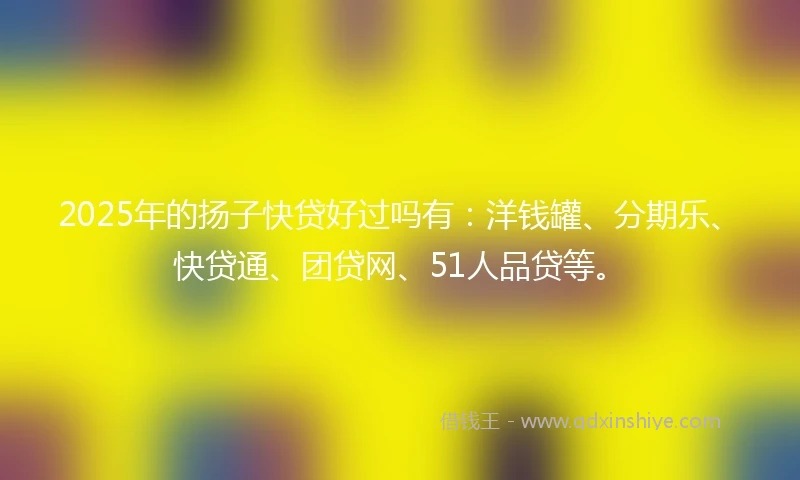 2025年的扬子快贷好过吗有：洋钱罐、分期乐、快贷通、团贷网、51人品贷等。