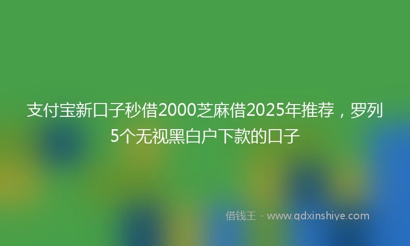 支付宝新口子秒借2000芝麻借2025年推荐，罗列5个无视黑白户下款的口子