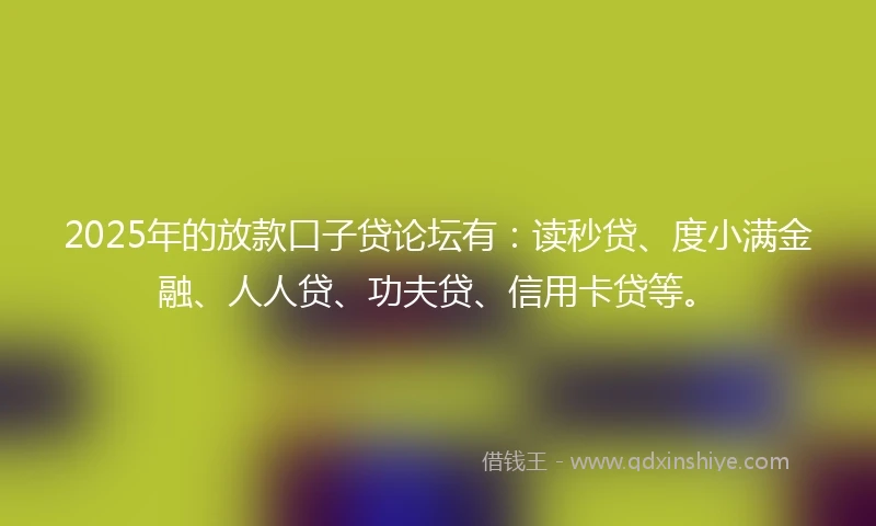 2025年的放款口子贷论坛有：读秒贷、度小满金融、人人贷、功夫贷、信用卡贷等。