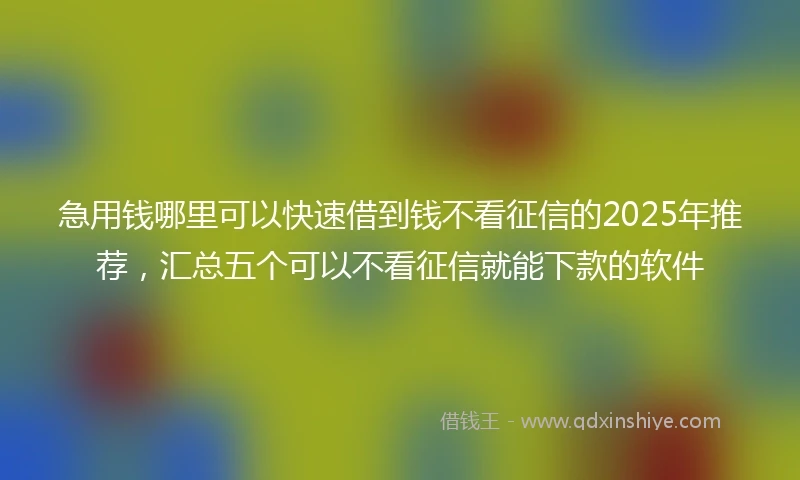 急用钱哪里可以快速借到钱不看征信的2025年推荐，汇总五个可以不看征信就能下款的软件