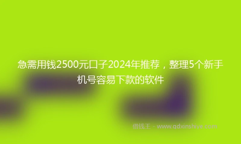 急需用钱2500元口子2024年推荐，整理5个新手机号容易下款的软件