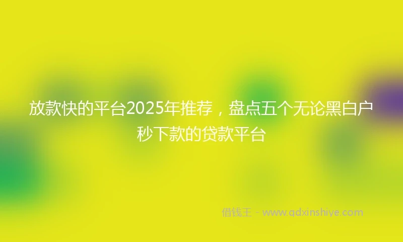 放款快的平台2025年推荐，盘点五个无论黑白户秒下款的贷款平台