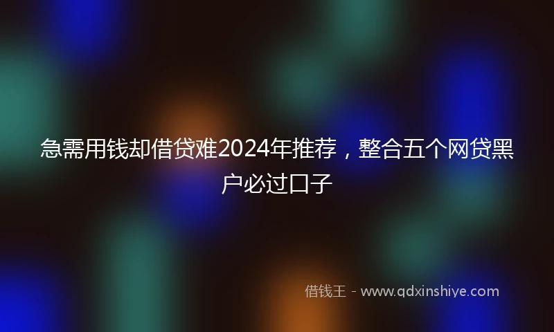 急需用钱却借贷难2024年推荐，整合五个网贷黑户必过口子