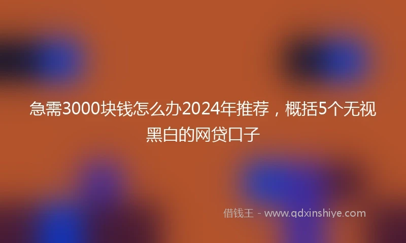 急需3000块钱怎么办2024年推荐，概括5个无视黑白的网贷口子