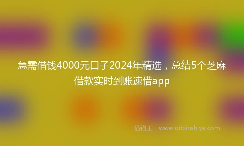 急需借钱4000元口子2024年精选，总结5个芝麻借款实时到账速借app