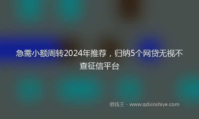 急需小额周转2024年推荐，归纳5个网贷无视不查征信平台