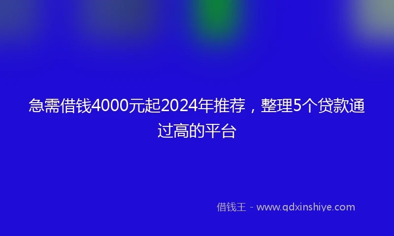 急需借钱4000元起2024年推荐，整理5个贷款通过高的平台