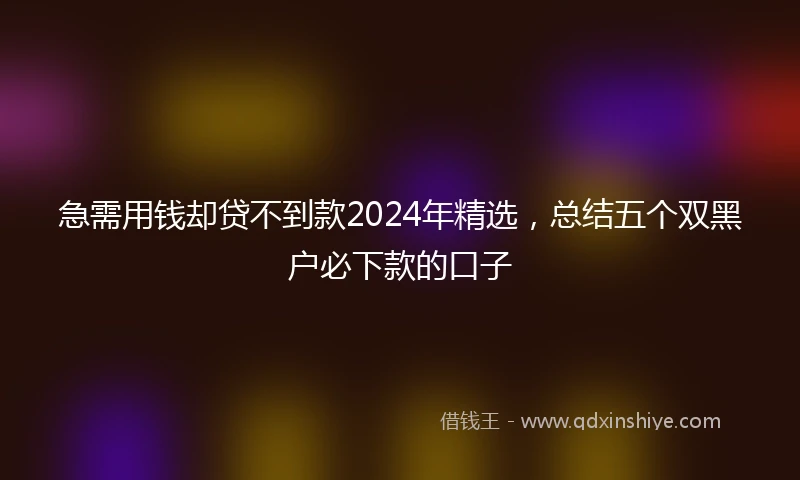 急需用钱却贷不到款2024年精选，总结五个双黑户必下款的口子