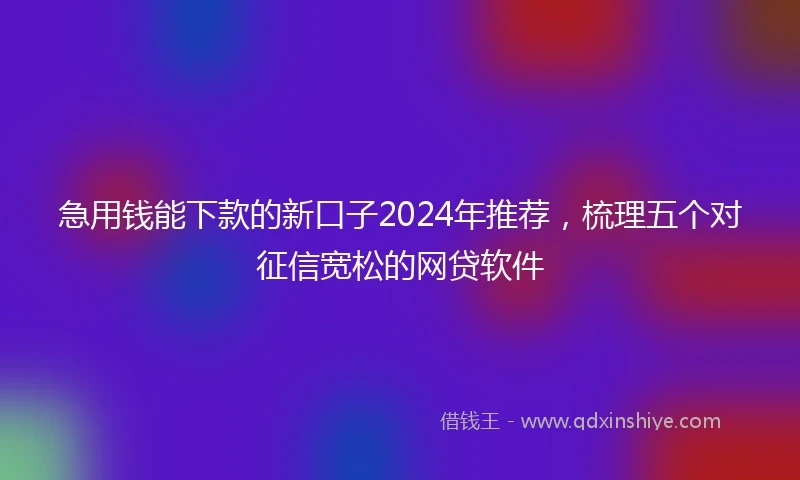急用钱能下款的新口子2024年推荐，梳理五个对征信宽松的网贷软件