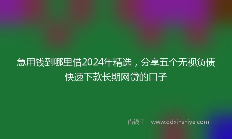 急用钱到哪里借2024年精选，分享五个无视负债快速下款长期网贷的口子