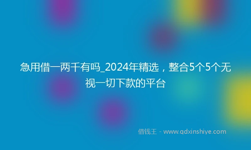 急用借一两千有吗_2024年精选，整合5个5个无视一切下款的平台