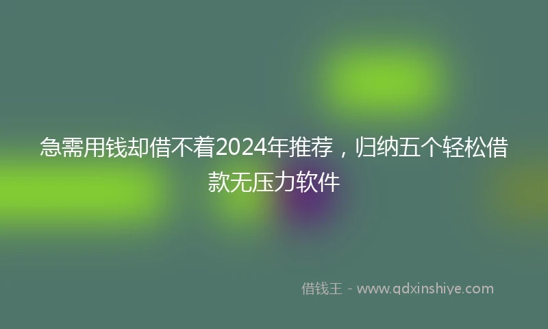 急需用钱却借不着2024年推荐，归纳五个轻松借款无压力软件