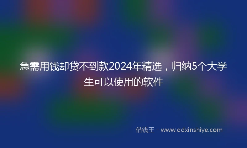 急需用钱却贷不到款2024年精选，归纳5个大学生可以使用的软件