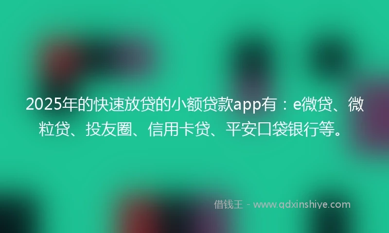 2025年的快速放贷的小额贷款app有：e微贷、微粒贷、投友圈、信用卡贷、平安口袋银行等。