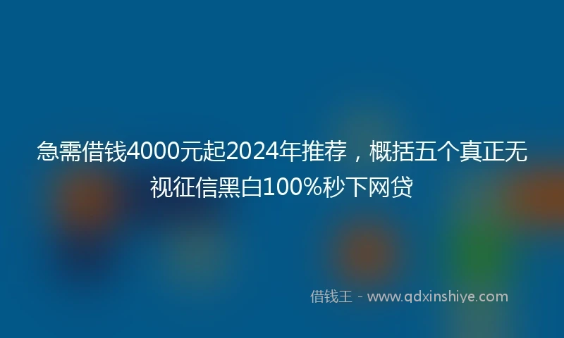 急需借钱4000元起2024年推荐，概括五个真正无视征信黑白100%秒下网贷