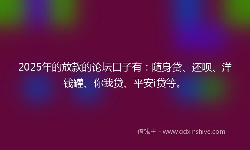 2025年的放款的论坛口子有：随身贷、还呗、洋钱罐、你我贷、平安i贷等。