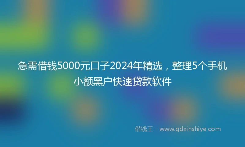 急需借钱5000元口子2024年精选，整理5个手机小额黑户快速贷款软件