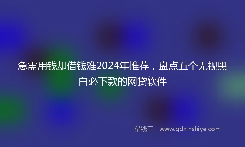 急需用钱却借钱难2024年推荐，盘点五个无视黑白必下款的网贷软件