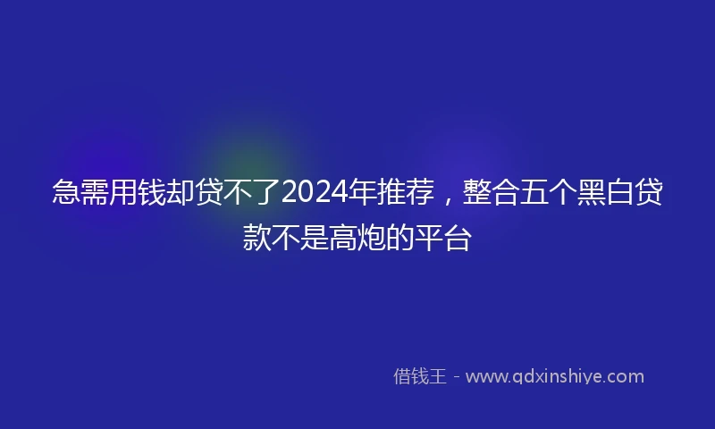 急需用钱却贷不了2024年推荐，整合五个黑白贷款不是高炮的平台