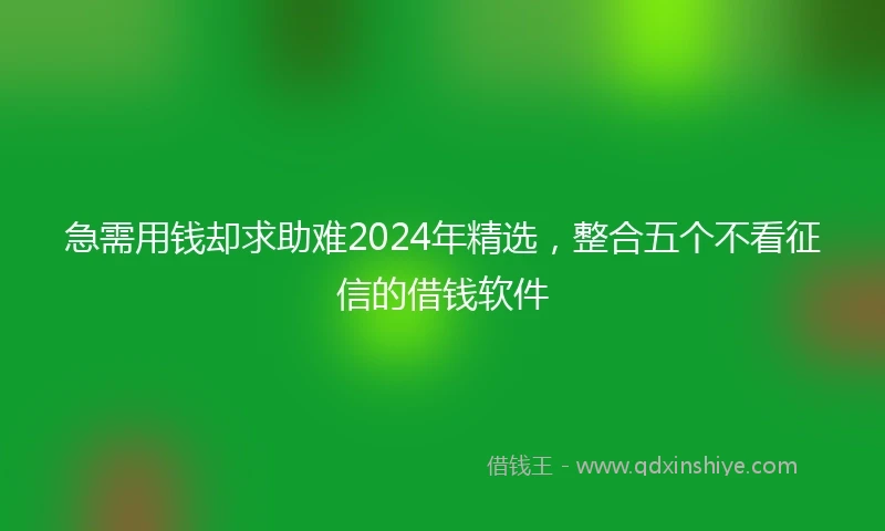 急需用钱却求助难2024年精选，整合五个不看征信的借钱软件